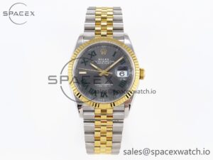 Rolex DateJust 36 SS/RG 126231 VSF 1:1 Best Edition 904L Steel Gray Dial Green Roman Marker on Jubilee Bracelet VS3235