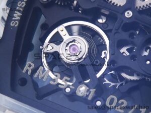 Richard Mille RM055 Transparent SONIC Best Edition Skeleton Blue Dial on White Nylon Strap Clone RMUL2 - Image 21