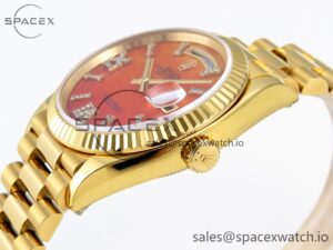 Rolex DayDate 36mm YG/YG Pres Orange Gradient Dial RAF A2834 - Image 6
