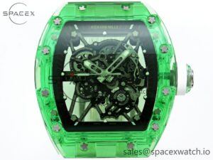 Richard Mille RM035 Green Transparent RMF Best Edition Skeleton Dial on White Rubber Strap Clone RMUL2 - Image 2