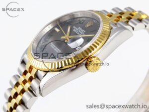 Rolex DateJust 36 SS/RG 126231 VSF 1:1 Best Edition 904L Steel Gray Dial Green Roman Marker on Jubilee Bracelet VS3235 - Image 7