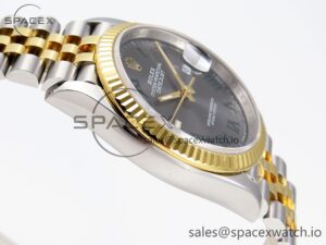 Rolex DateJust 36 SS/RG 126231 VSF 1:1 Best Edition 904L Steel Gray Dial Green Roman Marker on Jubilee Bracelet VS3235 - Image 8