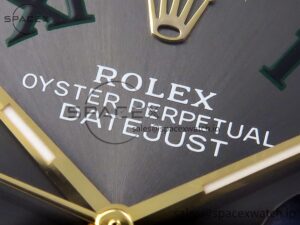 Rolex DateJust 36 SS/RG 126231 VSF 1:1 Best Edition 904L Steel Gray Dial Green Roman Marker on Jubilee Bracelet VS3235 - Image 9
