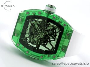Richard Mille RM035 Green Transparent RMF Best Edition Skeleton Dial on White Rubber Strap Clone RMUL2 - Image 5