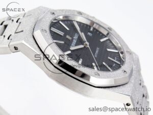 Audermars Piguet Royal Oak 41mm Frosted SS APSF 1:1 Best Edition Black Textured Dial on SS Bracelet SA3120 Super Clone - Image 8
