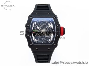 Richard Mille RM035 BLACK CARBON SONIC BEST EDITION SKELETON DIAL ON BLACK RUBBER STRAP CLONE RMUL2