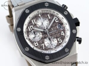 AUDEMARS PIGUET ROYAL OAK OFFSHORE 42MM SS APF 1:1 BEST EDITION BROWN DIAL CERAMIC BEZEL ON GRAY RUBBER STRAP A3126 - Image 3