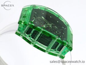 Richard Mille RM035 Green Transparent RMF Best Edition Skeleton Dial on White Rubber Strap Clone RMUL2 - Image 8