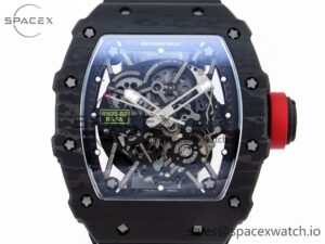 Richard Mille RM035 BLACK CARBON SONIC BEST EDITION SKELETON DIAL ON BLACK RUBBER STRAP CLONE RMUL2 - Image 2