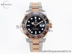 Rolex GMT-Master II 126711 CHNR Black/Brown Ceramic Clean Factory Best Edition on SS/RG Bracelet DD3285 CHS