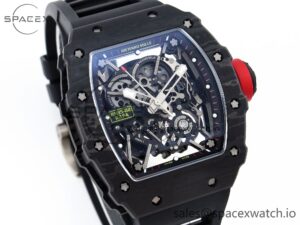 Richard Mille RM035 BLACK CARBON SONIC BEST EDITION SKELETON DIAL ON BLACK RUBBER STRAP CLONE RMUL2 - Image 3