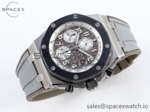 AUDEMARS PIGUET ROYAL OAK OFFSHORE 42MM SS APF 1:1 BEST EDITION BROWN DIAL CERAMIC BEZEL ON GRAY RUBBER STRAP A3126 - Image 6