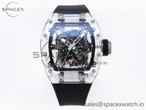 Richard Mille RM035 Transparent SONIC Best Edition Skeleton Dial on Black Nylon Strap Clone RMUL2