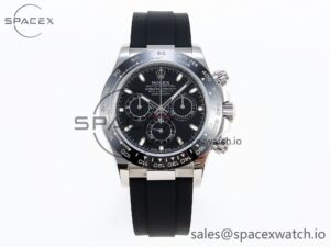 Rolex Daytona 116519 SS OMF Best Edition Black Dial on Oysterflex Strap A7750 (Slim Movement)