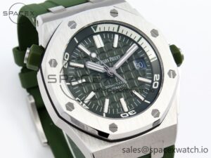 Audermars Piguet Royal Oak Offshore Diver 15710 IPF 1:1 Best Edition Green Dial on Green Rubber Strap SA3120 Super Clone - Image 3