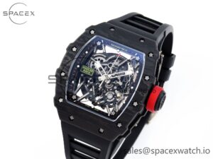 Richard Mille RM035 BLACK CARBON SONIC BEST EDITION SKELETON DIAL ON BLACK RUBBER STRAP CLONE RMUL2 - Image 4