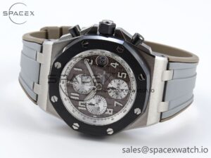 AUDEMARS PIGUET ROYAL OAK OFFSHORE 42MM SS APF 1:1 BEST EDITION BROWN DIAL CERAMIC BEZEL ON GRAY RUBBER STRAP A3126 - Image 5