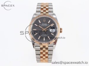 Rolex DateJust 36 SS/RG 126231 VSF 1:1 Best Edition 904L Steel Gray Textured Stick Dial on Jubilee Bracelet VS3235