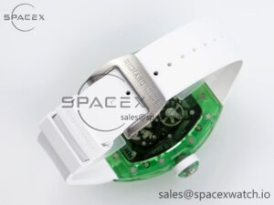 Richard Mille RM035 Green Transparent RMF Best Edition Skeleton Dial on White Rubber Strap Clone RMUL2 - Image 14
