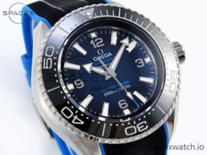 Omega SEAMASTER PLANET OCEAN 6000M ULTRA DEEP 45.5MM SS TF 1:1 BEST EDITION BLUE DIAL BLACK BEZEL ON RUBBER STRAP A2824 - Image 3