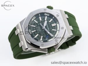Audermars Piguet Royal Oak Offshore Diver 15710 IPF 1:1 Best Edition Green Dial on Green Rubber Strap SA3120 Super Clone - Image 6