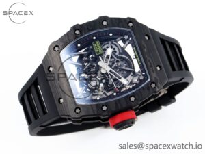 Richard Mille RM035 BLACK CARBON SONIC BEST EDITION SKELETON DIAL ON BLACK RUBBER STRAP CLONE RMUL2 - Image 6