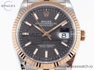 Rolex DateJust 36 SS/RG 126231 VSF 1:1 Best Edition 904L Steel Gray Textured Stick Dial on Jubilee Bracelet VS3235 - Image 2