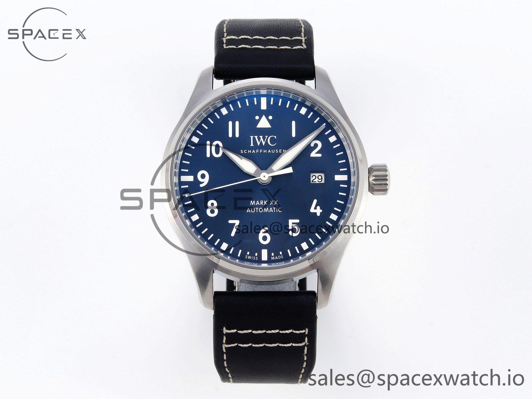 IMG_0042 Iwc Pilot Mark XX IW328203 ZF 1:1 Best Edition Blue Dial on Dark Blue Leather Strap A32111 - Image 1