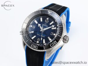 Omega SEAMASTER PLANET OCEAN 6000M ULTRA DEEP 45.5MM SS TF 1:1 BEST EDITION BLUE DIAL BLACK BEZEL ON RUBBER STRAP A2824 - Image 4