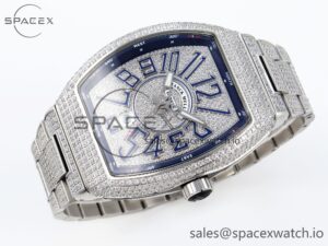 Franck Muller Vanguard SS Full Diamonds ABF Best Edition Diamonds Blue Dial on Diamonds Bracelet A2824 - Image 17