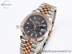 Rolex DateJust 36 SS/RG 126231 VSF 1:1 Best Edition 904L Steel Gray Textured Stick Dial on Jubilee Bracelet VS3235 - Image 4