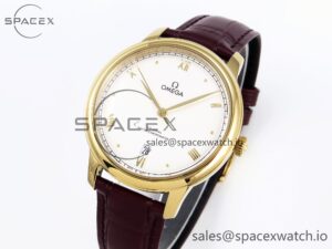 Omega De Ville Date YG MKF 1:1 Best Edition White Textured Dial Roman Marker on Brown Leather Strap A8800 - Image 4