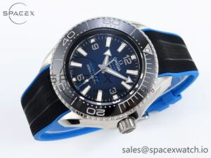 Omega SEAMASTER PLANET OCEAN 6000M ULTRA DEEP 45.5MM SS TF 1:1 BEST EDITION BLUE DIAL BLACK BEZEL ON RUBBER STRAP A2824 - Image 6