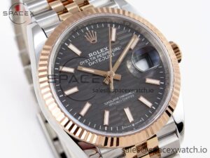 Rolex DateJust 36 SS/RG 126231 VSF 1:1 Best Edition 904L Steel Gray Textured Stick Dial on Jubilee Bracelet VS3235 - Image 3