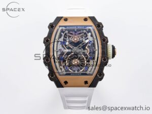 Richard Mille RM21-01 RG Tourbillon RMF Best Edition Skeleton Dial on White Rubber Strap