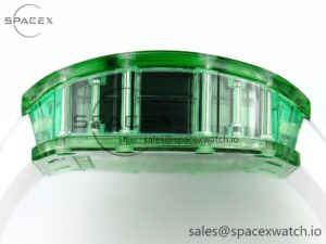 Richard Mille RM035 Green Transparent RMF Best Edition Skeleton Dial on White Rubber Strap Clone RMUL2 - Image 12