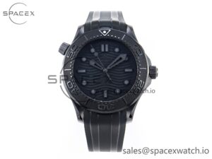 Omega SEAMASTER 300M 43.5MM BLACK CERAMIC VSF 1:1 BEST EDITION BLACK DIAL ON BLACK RUBBER STRAP A8806