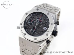 Audermars Piguet Royal Oak Offshore 42mm SS APF 1:1 Best Edition Gray Dial Black Markers on SS Bracelet A7750 - Image 4
