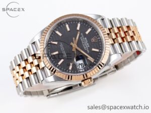 Rolex DateJust 36 SS/RG 126231 VSF 1:1 Best Edition 904L Steel Gray Textured Stick Dial on Jubilee Bracelet VS3235 - Image 6