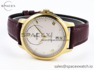 Omega De Ville Date YG MKF 1:1 Best Edition White Textured Dial Roman Marker on Brown Leather Strap A8800 - Image 5