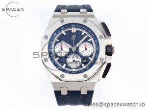 Audermars Piguet Royal Oak Offshore 44mm SS Bezel APF 1:1 Best Edition Blue/Silver Dial on Blue Rubber Strap A4401