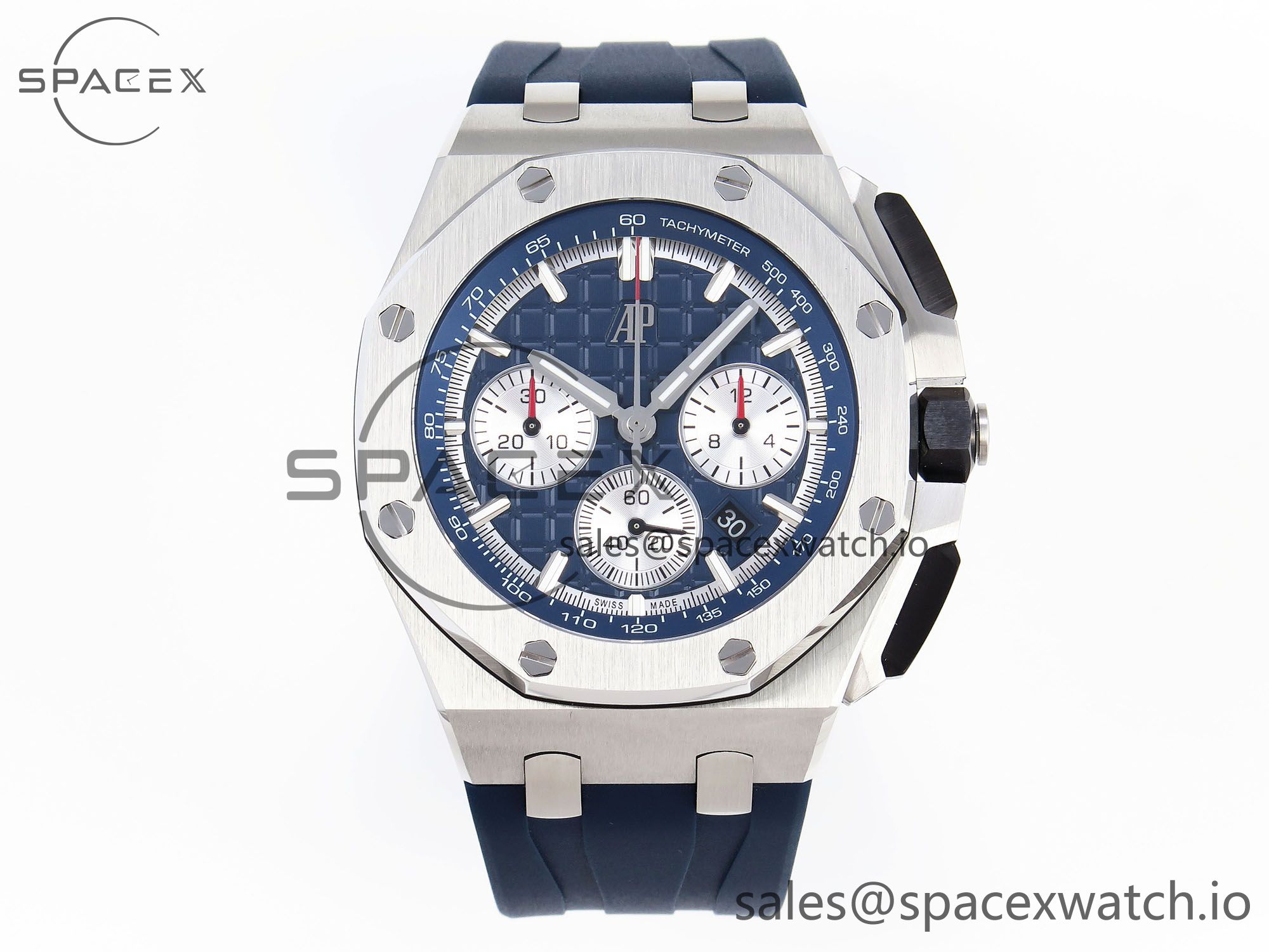 IMG_0045 (2) Audermars Piguet Royal Oak Offshore 44mm SS Bezel APF 1:1 Best Edition Blue/Silver Dial on Blue Rubber Strap A4401 - Image 1