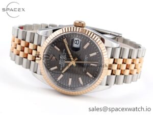 Rolex DateJust 36 SS/RG 126231 VSF 1:1 Best Edition 904L Steel Gray Textured Stick Dial on Jubilee Bracelet VS3235 - Image 5