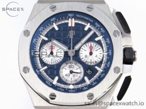 Audermars Piguet Royal Oak Offshore 44mm SS Bezel APF 1:1 Best Edition Blue/Silver Dial on Blue Rubber Strap A4401 - Image 2