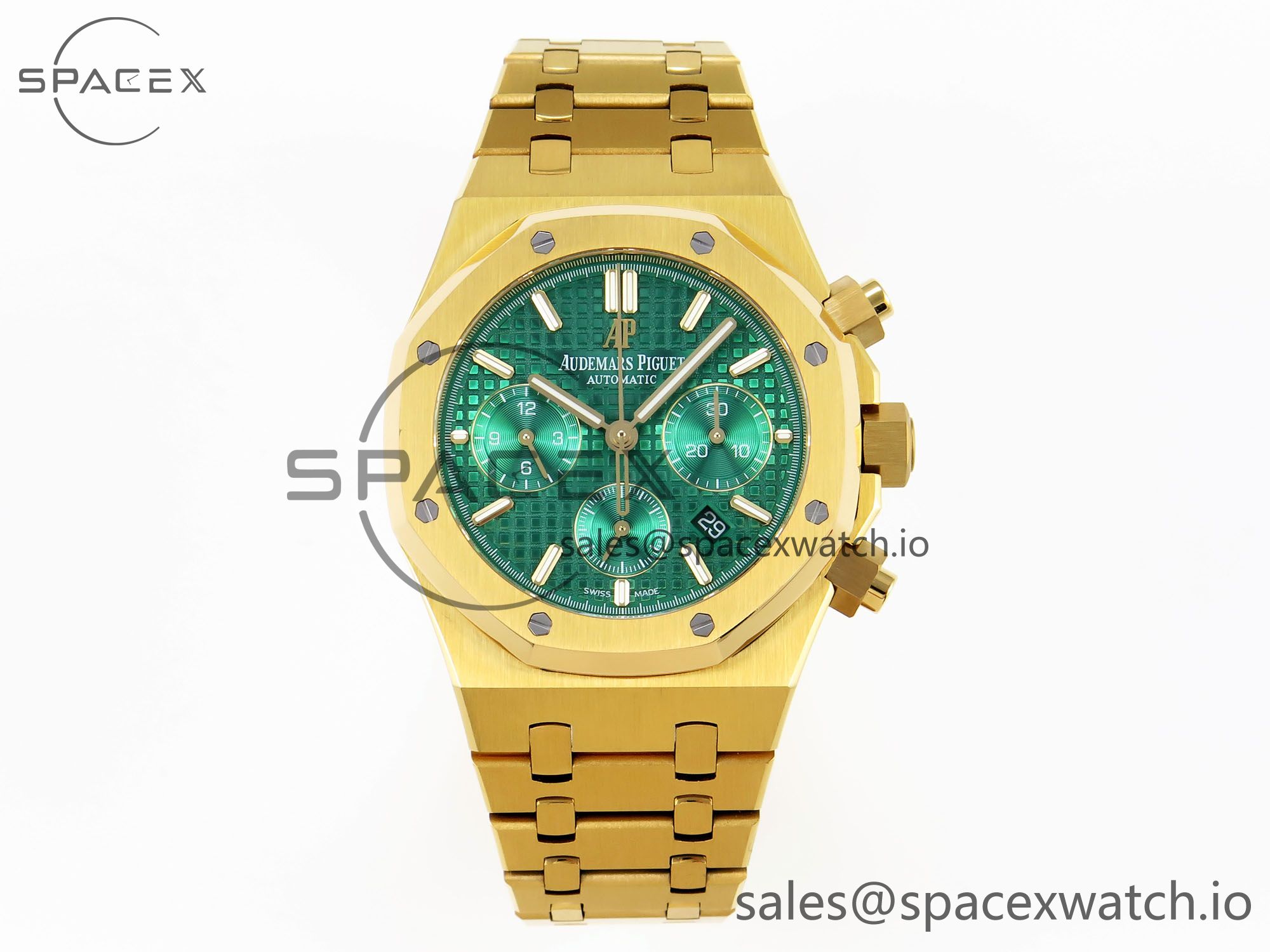 IMG_0046 Audermars Piguet Royal Oak Chrono 26331 YG IPF 1:1 Best Edition Green Dial on YG Bracelet A7750 - Image 1