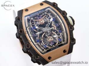 Richard Mille RM21-01 RG Tourbillon RMF Best Edition Skeleton Dial on White Rubber Strap - Image 3