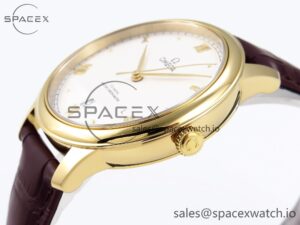 Omega De Ville Date YG MKF 1:1 Best Edition White Textured Dial Roman Marker on Brown Leather Strap A8800 - Image 7