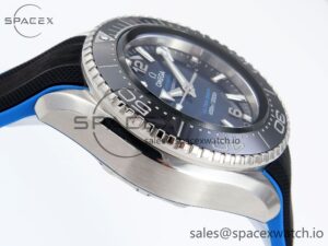 Omega SEAMASTER PLANET OCEAN 6000M ULTRA DEEP 45.5MM SS TF 1:1 BEST EDITION BLUE DIAL BLACK BEZEL ON RUBBER STRAP A2824 - Image 8