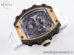 Richard Mille RM21-01 RG Tourbillon RMF Best Edition Skeleton Dial on White Rubber Strap - Image 6