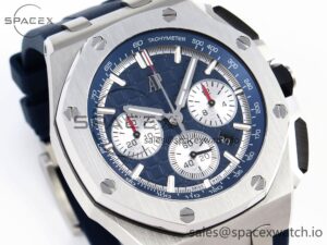 Audermars Piguet Royal Oak Offshore 44mm SS Bezel APF 1:1 Best Edition Blue/Silver Dial on Blue Rubber Strap A4401 - Image 3